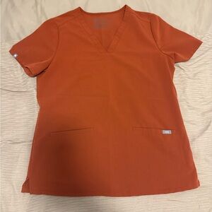 Figs Rust V-Neck Short Sleeve Top